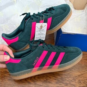 adidas Gazelle Suede Sneakers in Aurora Ivy and Shock Pink